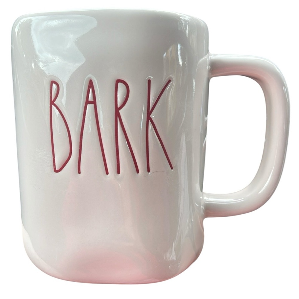 Rae Dunn Mug - ‘Bark’ ceramic pottery Holiday Red inside Dog Lover Coffee Cup